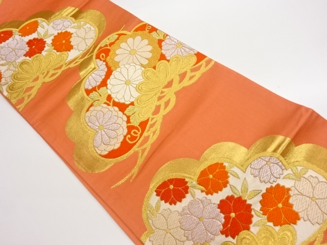 JAPANESE FUKURO OBI / WOVEN KIKU ARABESQUE